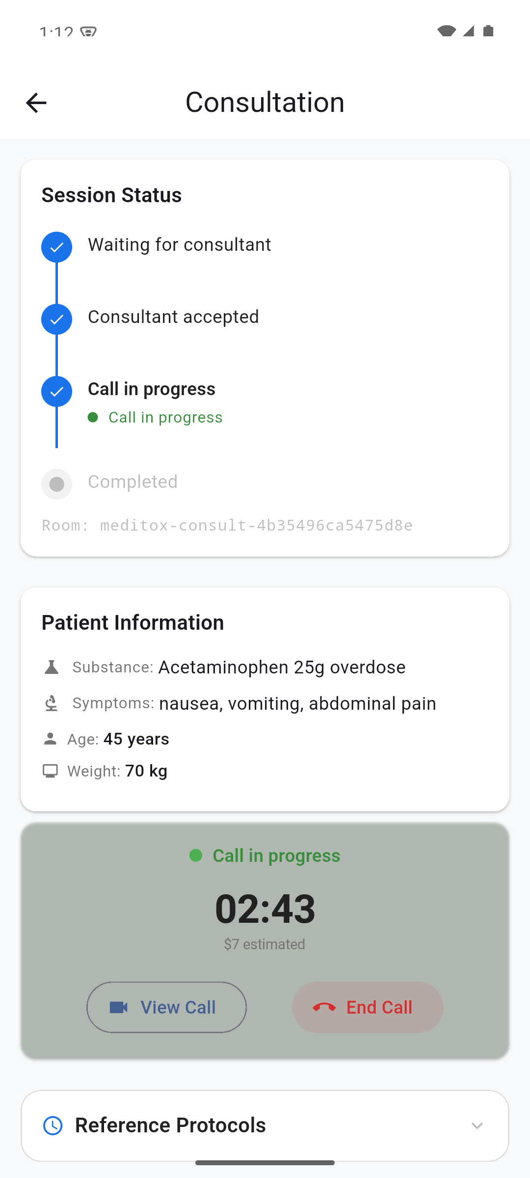 Patient handoff screen